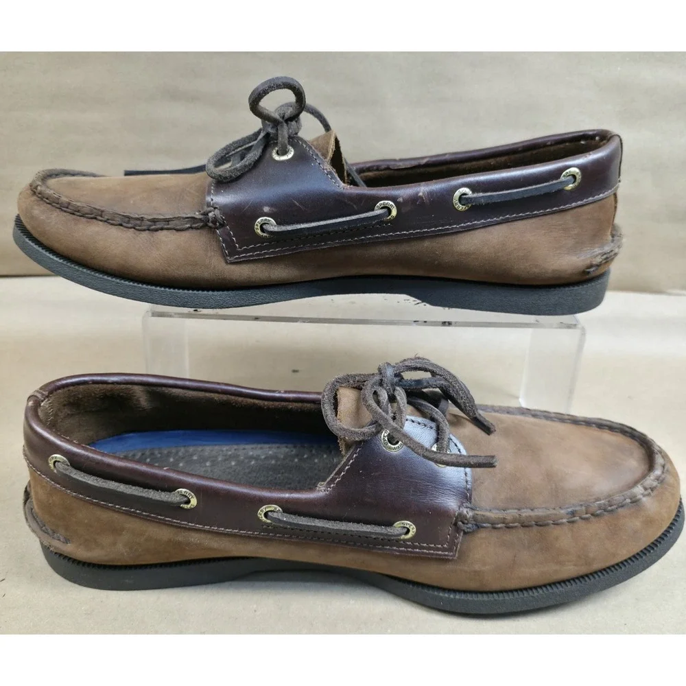 Sperry Men's (SZ 12 M) Authentic Brown Original 2-Eye Boat Shoe Leather 0195412